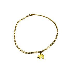 18K Gold Plated CRACCO Elephant Charm Bracelet or Anklet 10" Long